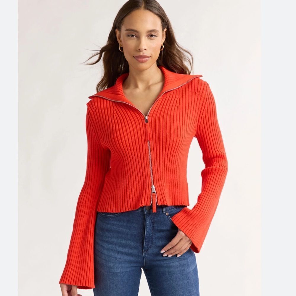 Sofia Women's Zippered Cardigan Sweater Sz XL